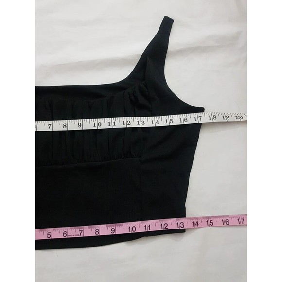 Womens Tank Top Size XL Stretch Crop Sleeveless Pleated Polyester Spandex Short - Picture 12 of 12